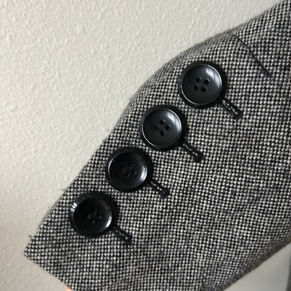 Womens Gray Double-Breasted Wool Blend Coat - Picture 2 of 11